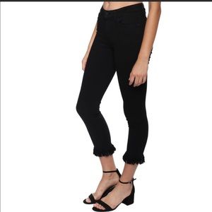 JUST BLACK Cropped Fringe High Waisted Jeans
